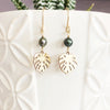 Petite monstera dangle/ Keshi tahitian pearls (E511)