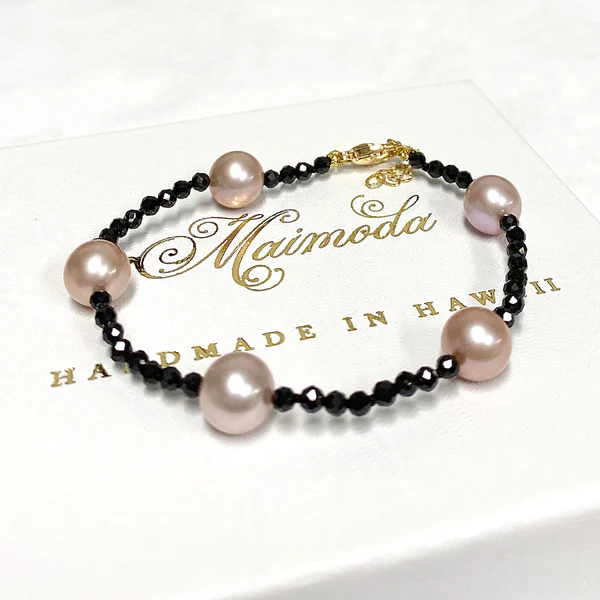 Bracelet ERIS - black spinel & Edison pearls (B535)