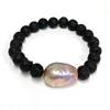 Edison pearl and gemstone stretchy bracelet (B538)