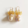 Baroque Edison pearl earrings - citrine (E518)