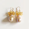 Baroque Edison pearl earrings - citrine (E518)