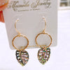 Earrings Willa - abalone shell monstera (E632)