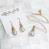 Pineapple pearl dangle - white pearls (E563)