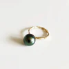 Bamboo tahitian pearl ring - solitaire (R180)