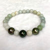 Stretchy bracelet - jade & Tahitian pearls (B477)