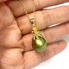 Pineapple pearl necklace - pistachio Tahitian pearl (N380)