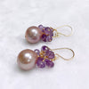 Earrings KIRA - pink Edison pearl & amethyst ( E628)