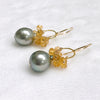 Earrings KIRA - Tahitian pearl & citrine (E624)