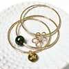 PUA bangles set - baby plumeria & tahitian pearl (B419)