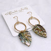 Earrings Willa - abalone shell monstera (E632)