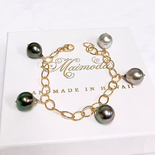 Bracelet ANUENUE - ombré Tahitian pearls (B556)