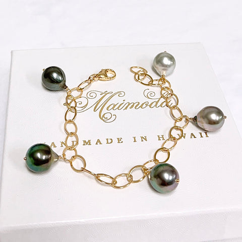 Bracelet ANUENUE - ombré Tahitian pearls (B556)