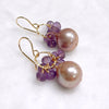 Earrings KIRA - pink Edison pearl & amethyst ( E628)