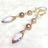Pink amethyst and Edison pearls earrings