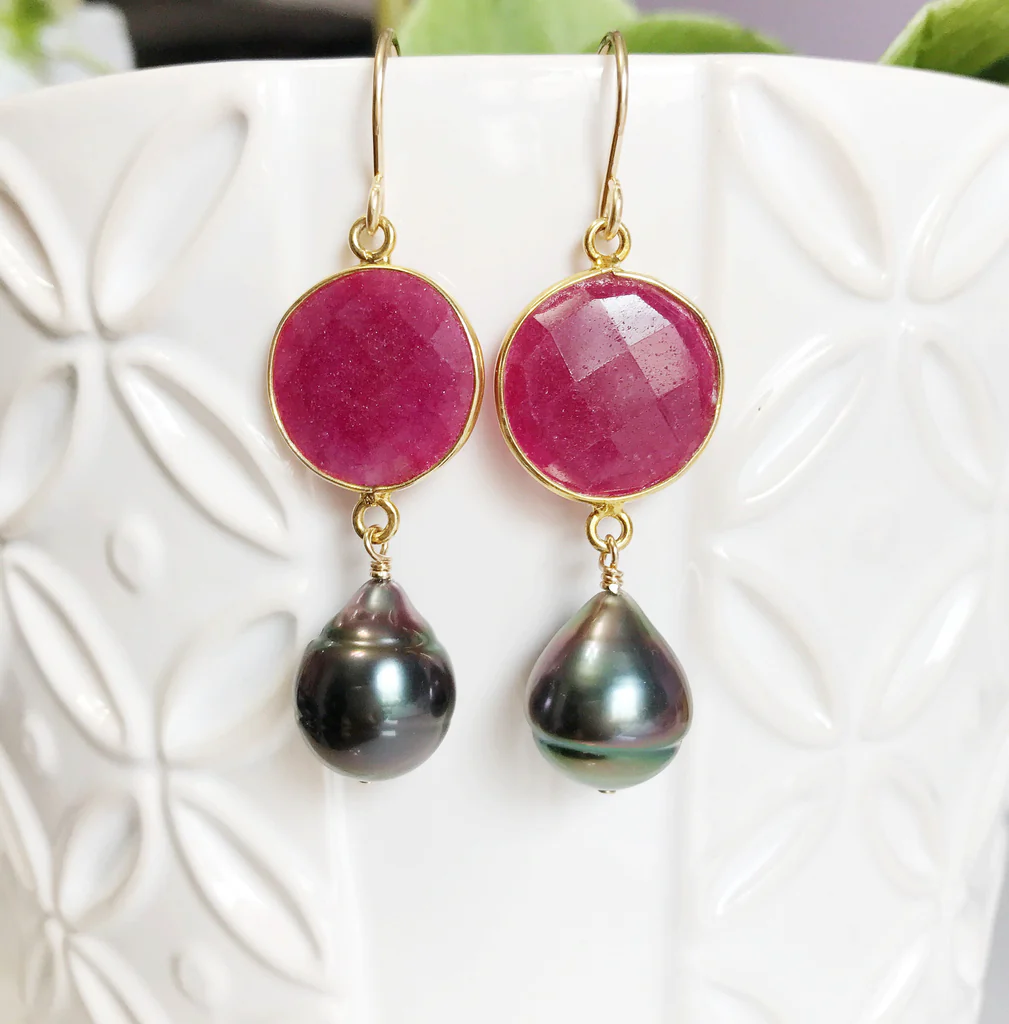 Earrings Kara - ruby ( E362)