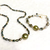 Bracelet Mayra - pistachio & large keshi Tahitian pearls (B507)