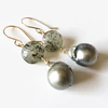 Silver tahitian pearl dangle - rutilated quartz (E530)