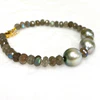 Bracelet LELA - silver Tahitian pearls & labradorite (B487)