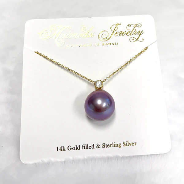 Necklace MIULIE - purple Edison pearl (N385)