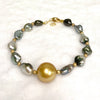 Bracelet Mayra - gold south sea & keshi Tahitian pearls