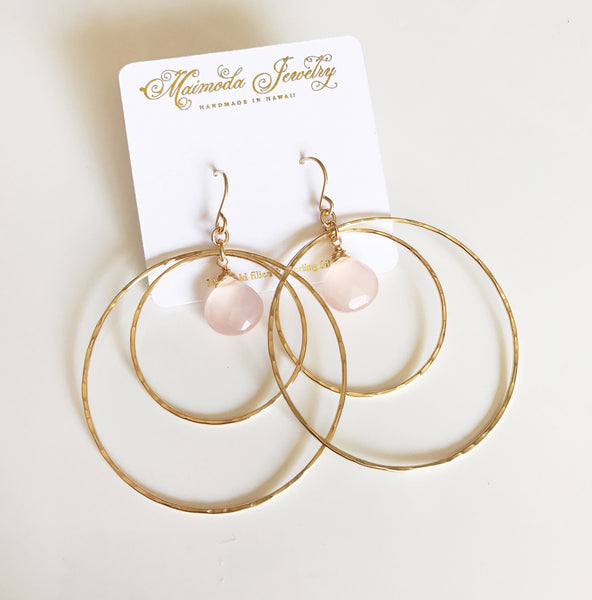 Earrings Rachel - pink chalcedony  (E248)