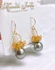 Earrings KIRA - Tahitian pearl & citrine (E624)