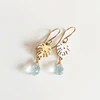 Petite monstera dangle earrings - blue topaz (E497)