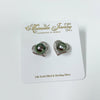 CZ Heart earrings - Tahitian pearl (E570)