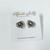 CZ Heart earrings - Tahitian pearl (E570)