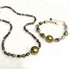 Necklace TARA - keshi & pistachio Tahitian pearl