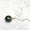 Pink tourmaline Tahitian pearl necklace