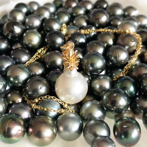 Pineapple pearl necklace - south sea pearl (N311)