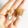 Baroque Edison pearl earrings - citrine (E518)