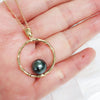 Bamboo pendant necklace - tahitian pearl (N324)