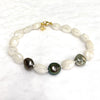 Bracelet LELA - keshi Tahitian pearls & mystic quartz (B486)