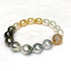 Bracelet Alma - gold south sea, Tahitian & white Edison pearls