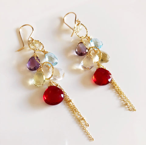 Earrings AVA - garnet quartz (E300)