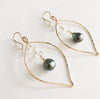 Earrings YURI - tahitian pearl & herkimer diamond (E508)