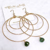 Emerald hoops earrings (E612)
