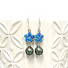 Opal plumeria and Tahitian pearls earrings (E573)