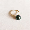 Bamboo tahitian pearl ring - solitaire (R180)