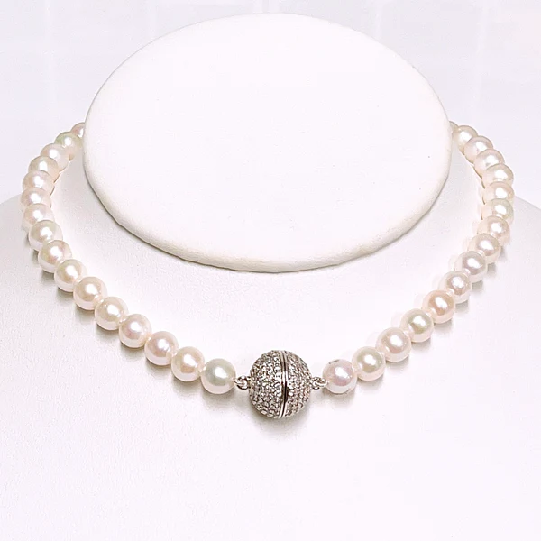 Necklace AGATHA - white pearls (N419)