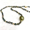 Necklace TARA - keshi & pistachio Tahitian pearl