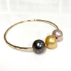 Bangle PAIGE - 11-12mm gold south sea , pink Edison and Tahitian pearl (B460)