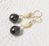 Pikake dangle earrings - tahitian pearls (E564)