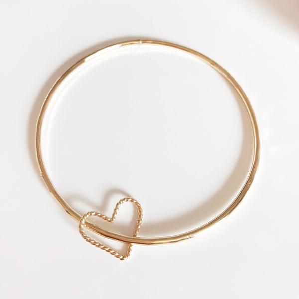 Heart charm bangle