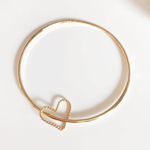 Heart charm bangle