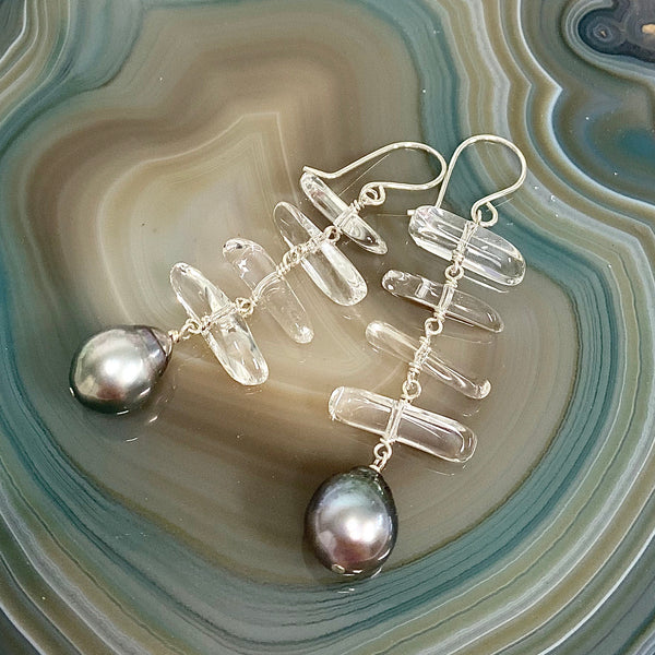 Earrings CAMILLE - Tahitian pearl  (E574)