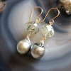 Silver tahitian pearl dangle - rutilated quartz (E530)