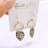 Earrings Willa - abalone shell monstera (E632)